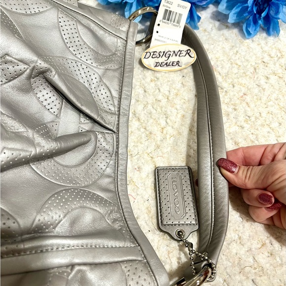 Authentic COACH Parker Perforated Op Art Gray Shoulder Bag NWT 13622 - Picture 7 of 12